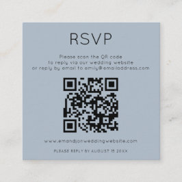 Minimalist QR Code Dusty Blue Wedding RSVP Informatiekaartje