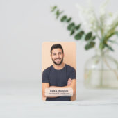 Minimalist QR Code Photo Connect Modern White Visitekaartje (Staand voorkant)