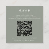 Minimalist QR Code Sage Green Wedding RSVP Informatiekaartje (Voorkant)