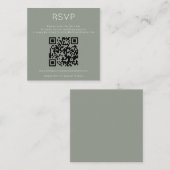 Minimalist QR Code Sage Green Wedding RSVP Informatiekaartje (Voorkant / Achterkant)