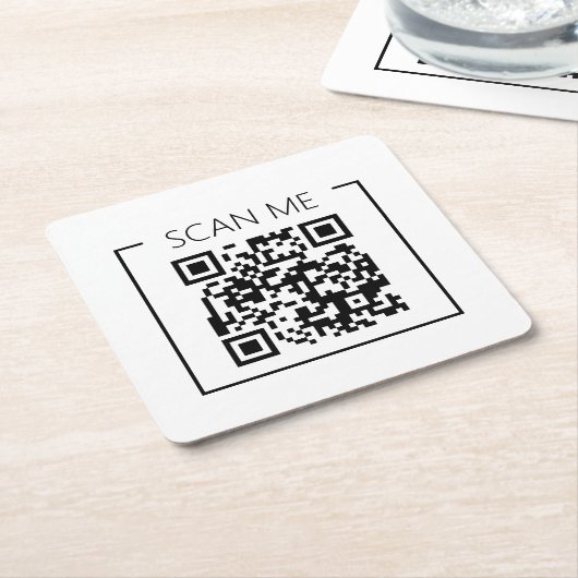 Minimalist QR Code Scan Me Business Kartonnen Onderzetters (Schuin)