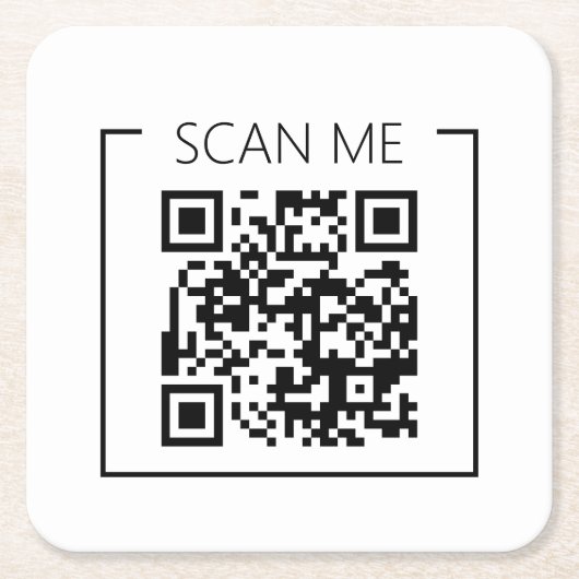 Minimalist QR Code Scan Me Business Kartonnen Onderzetters (Voorkant)