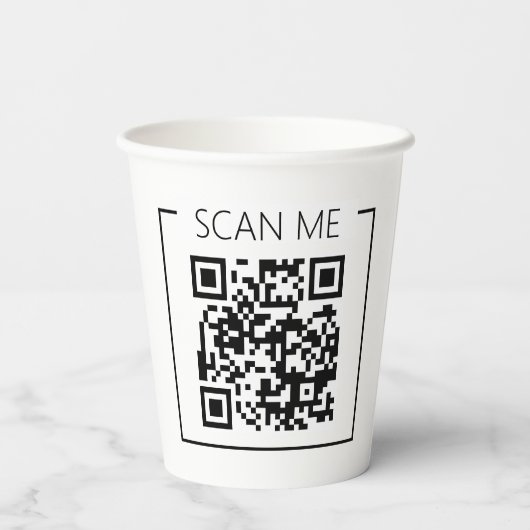 Minimalist QR Code Scan Me Business Papieren Bekers (Achterkant)