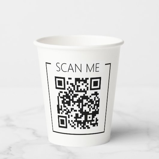 Minimalist QR Code Scan Me Business Papieren Bekers (Voorkant)