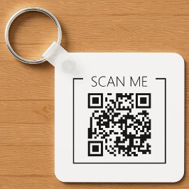 Minimalist QR Code Scan Me Business Sleutelhanger