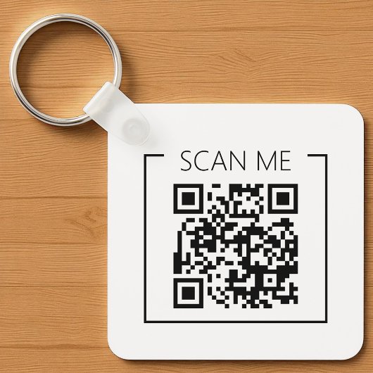 Minimalist QR Code Scan Me Business Sleutelhanger
