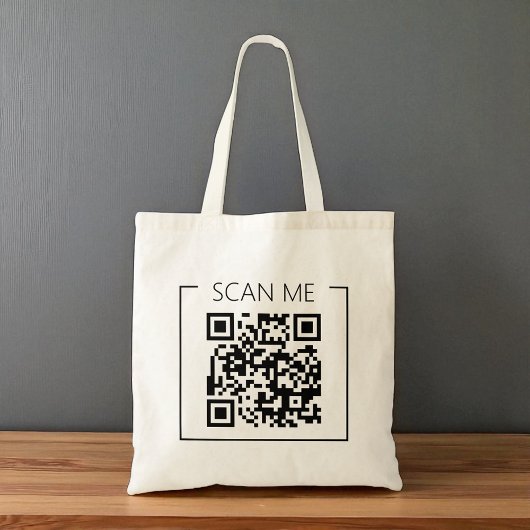 Minimalist QR Code Scan Me Business Tote Bag