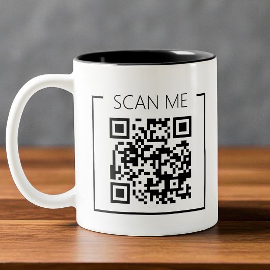 Minimalist QR Code Scan Me Business Tweekleurige Koffiemok