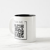 Minimalist QR Code Scan Me Business Tweekleurige Koffiemok (Voorkant links)