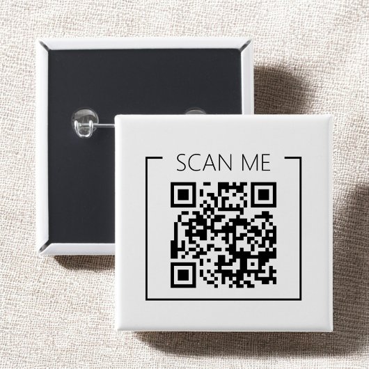 Minimalist QR Code Scan Me Business Vierkante Button 5,1 Cm