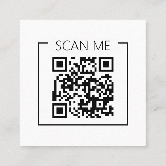 Minimalist QR Code Scan Me Business Vierkante Visitekaartje (Achterkant)