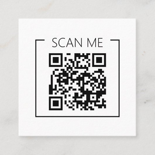 Minimalist QR Code Scan Me Business Vierkante Visitekaartje (Voorkant)