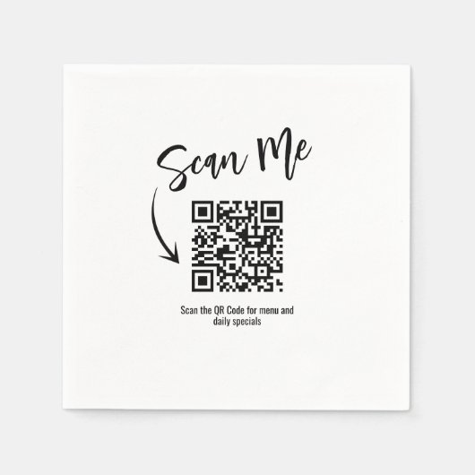 Minimalist QR Code Scan Me Restaurant Custom Servet (Voorkant)