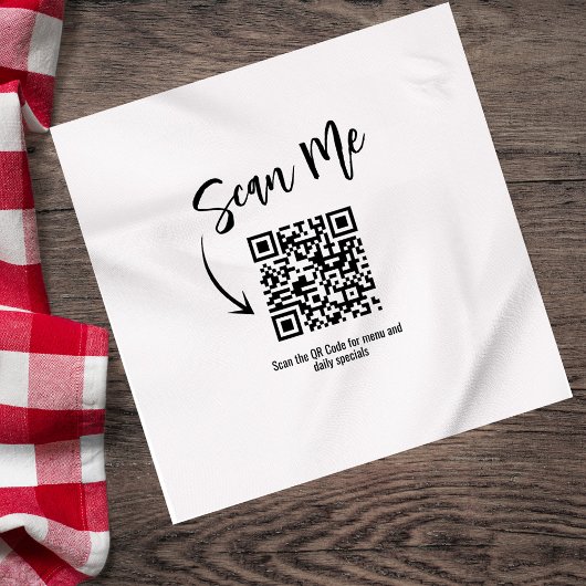 Minimalist QR Code Scan Me Restaurant Custom Servet