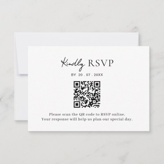 Minimalist QR Code Wedding RSVP Card (Voorkant)