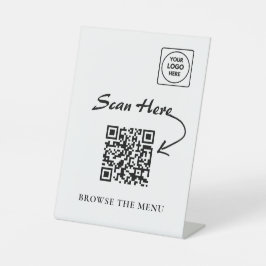 Minimalist QR Menu Pedestal display holder Reclamebord Met Voetstuk