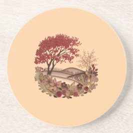 Minimalist quilling design Countryside in Autumn Zandsteen Onderzetter
