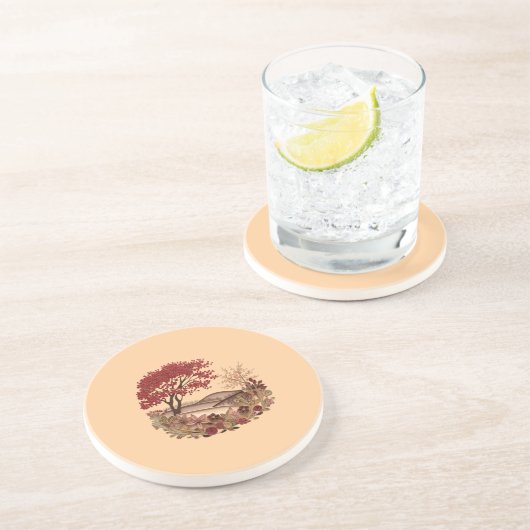 Minimalist quilling design Countryside in Autumn Zandsteen Onderzetter (Zijkant)