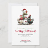 Minimalist Quirky Chickens Christmas Greeting Card Feestdagenkaart (Voorkant)