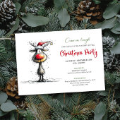 Minimalist quirky reindeer holiday party invite kaart