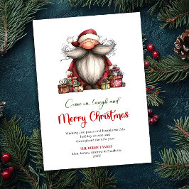 Minimalist Quirky Santa Hand Drawn Holiday Card Feestdagenkaart