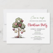 Minimalist quirky tree Christmas party invitation Kaart (Voorkant)