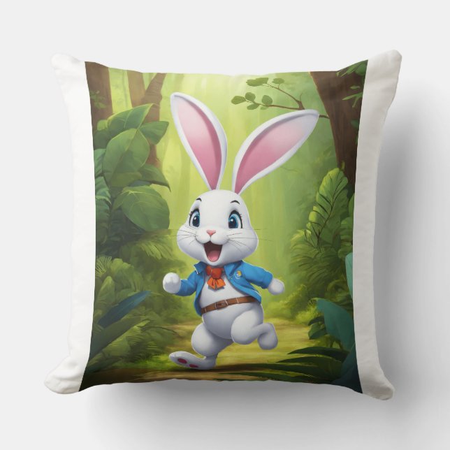 Minimalist Rabbit Logo Pillow Cover | Cute Bunny H Kussen (Voorkant)