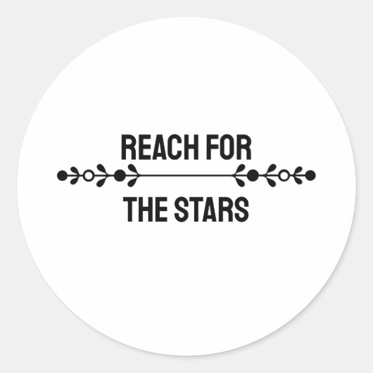Minimalist "Reach For The Stars" Ronde Sticker (Voorkant)