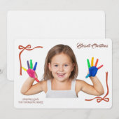 Minimalist Red Bows Blessing Christmas Handwriting Kaart (Voorkant / Achterkant)