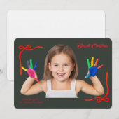 Minimalist Red Bows Blessing Christmas Handwriting Kaart (Voorkant / Achterkant)