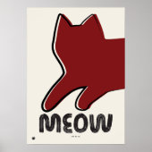 Minimalist Red Cat Silhouette Poster (Voorkant)
