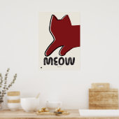 Minimalist Red Cat Silhouette Poster (Keuken)