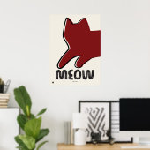 Minimalist Red Cat Silhouette Poster (Thuiskantoor)