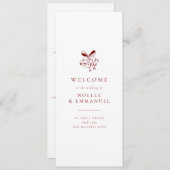 Minimalist Red Christmas Bells Winter Wedding Programmakaart (Voorkant / Achterkant)