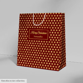 Minimalist Red Gold Polka Dots Custom Gift Bag Medium Cadeauzakje
