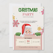Minimalist Red & Green Christmas Party Invitation Kaart (Voorkant)