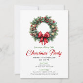 Minimalist Red Green Christmas Wreath Party Card Kaart (Voorkant)
