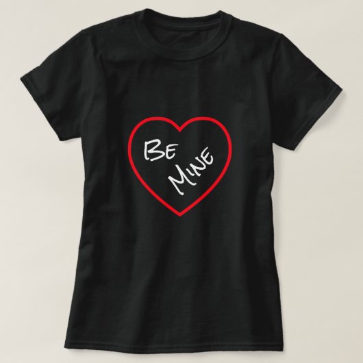 Minimalist Red Heart Be Mine Valentine's Day Black T-shirt (Design voorkant)