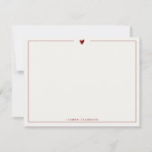 Minimalist Red Heart Stationery Note Card Kaart (Voorkant)