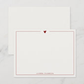 Minimalist Red Heart Stationery Note Card Kaart (Voorkant / Achterkant)
