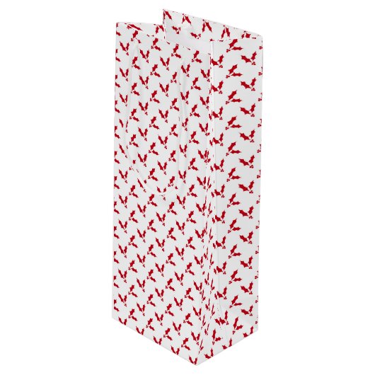 Minimalist Red Holly Berry on White Christmas Wijn Cadeautas (Voorkant Gekanteld)