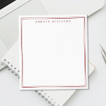 Minimalist Red Monogram Two Border Notitieblok<br><div class="desc">Create your own personalized notepads with red elegant chic typography monogram name and two border line design.</div>