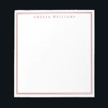 Minimalist Red Monogram Two Border Notitieblok<br><div class="desc">Create your own personalized notepads with red elegant chic typography monogram name and two border line design.</div>