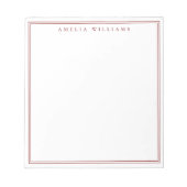 Minimalist Red Monogram Two Border Notitieblok (Voorkant)