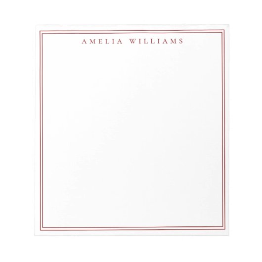 Minimalist Red Monogram Two Border Notitieblok (Voorkant)