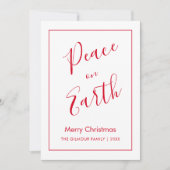 Minimalist|Red Peace on Earth Christmas Card Kaart (Voorkant)