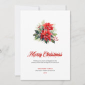 Minimalist Red Poinsettia Stylish Greeting Card Feestdagenkaart (Voorkant)