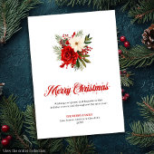 Minimalist Red Poinsettia Stylish Greeting Card Feestdagenkaart