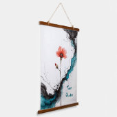 Minimalist Red Poppy Ink Art Print Hangend Wandkleed (Gebogen)