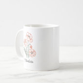 Minimalist Red Poppy Line Art Custom Name Mug Koffiemok (Voorkant links)